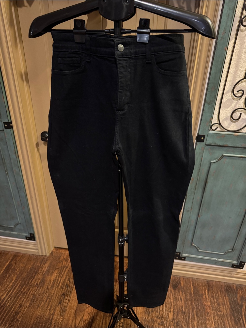 NYDJ Black High-Rise Straight Leg Jeans